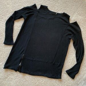 {Heather By Bordeaux} Asymmetrical Cold-Shoulder Sweater